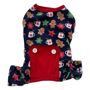 Pup Crew Gingerbread & Hot Cocoa Print Knit Pet Pajamas XS NWOT